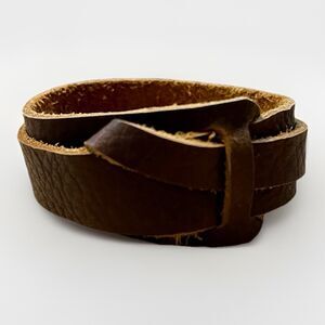 Handmade Unisex Genuine Leather Wrap Cuff Bracelet Adjustable 18in Soft Brown